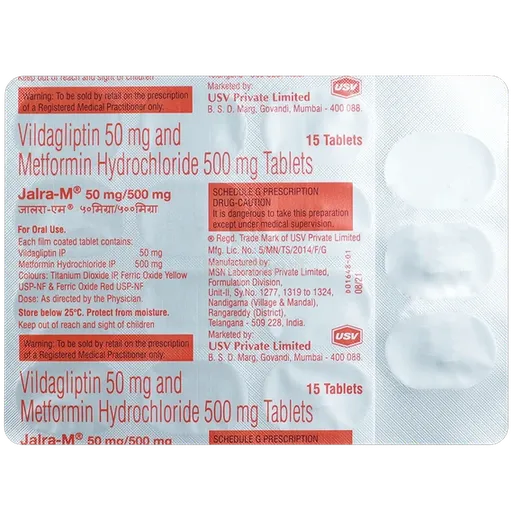 jalra m 50/500mg tablet 15's